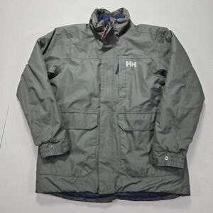 Helly Hansen Kids Rain Jacket Waterproof Windproof‎ Primaloft Gray Size 14